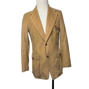 Vintage 70s Lee Corduroy Safari Jacket Blazer Men's 42L Cowboy Boho Western